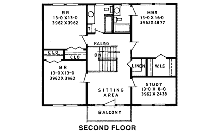 Country House Plan 90827 with 3 Beds, 3 Baths Second Level Plan