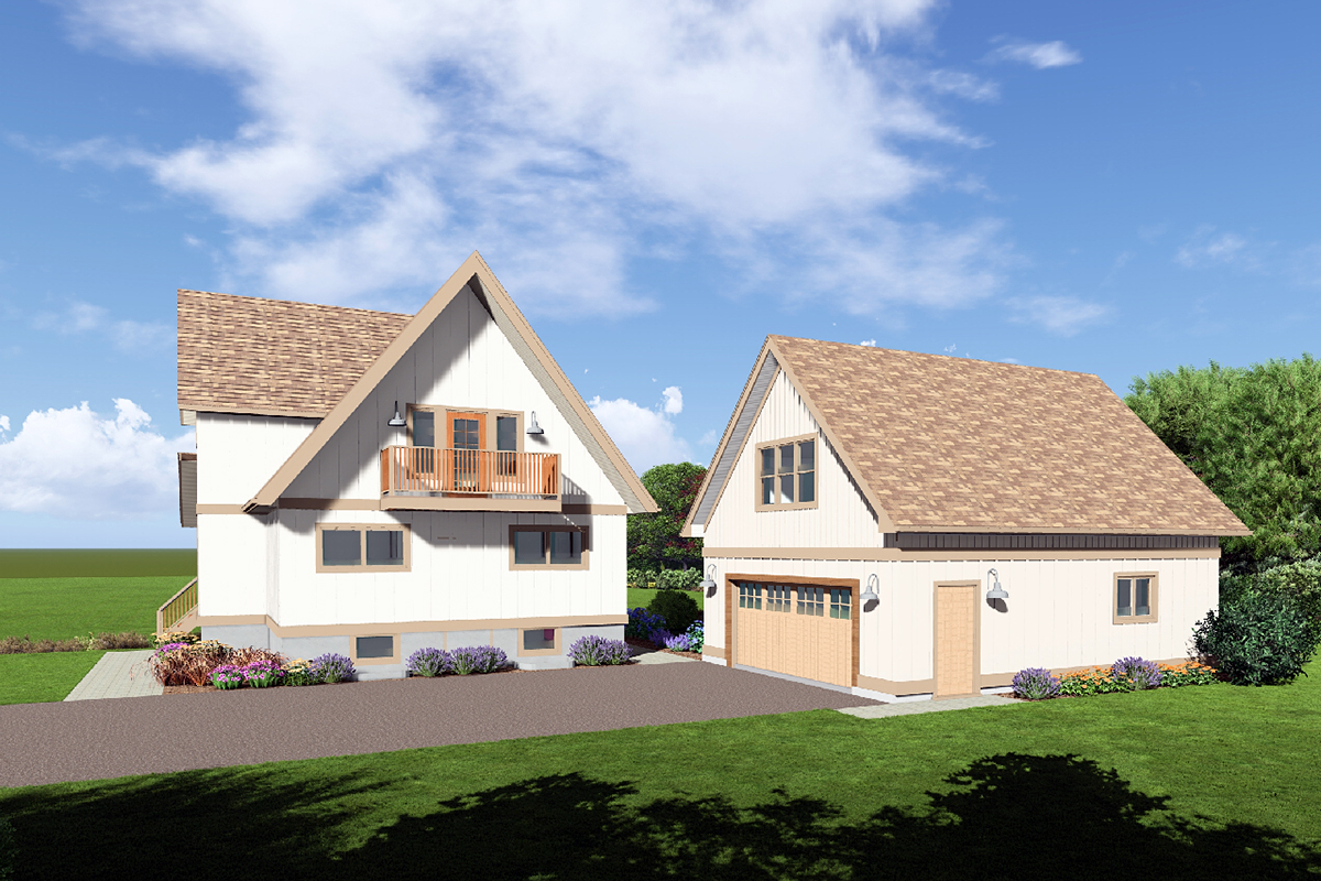 Contemporary Plan with 1426 Sq. Ft., 3 Bedrooms, 3 Bathrooms Rear Elevation
