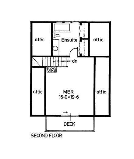 Cabin House Plan 90847 with 2 Beds, 2 Baths Second Level Plan