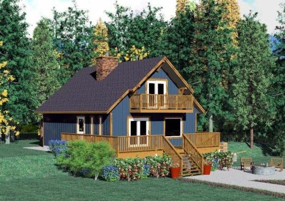 Cabin House Plan 90847 with 2 Beds, 2 Baths Elevation