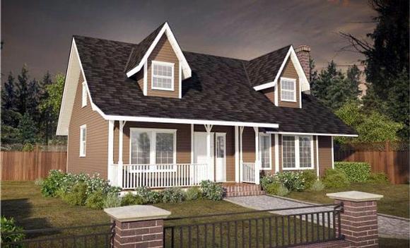 Cape Cod, Country House Plan 90850 with 3 Beds, 3 Baths Elevation