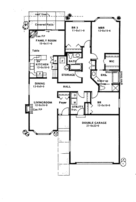 Southwest House Plan 90856 with 3 Beds, 2 Baths, 2 Car Garage First Level Plan