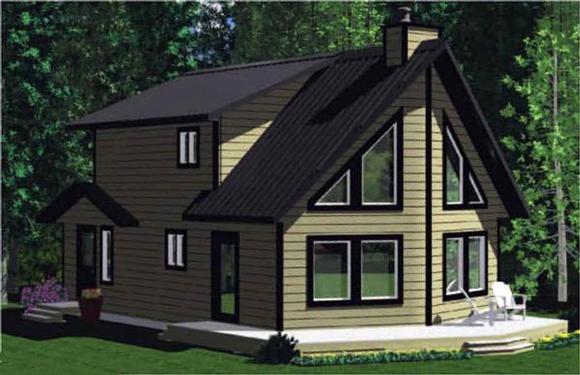 Cabin, Contemporary House Plan 90859 with 3 Beds, 2 Baths Elevation