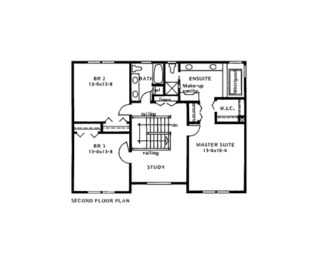 Country, Farmhouse House Plan 90860 with 3 Beds, 3 Baths Second Level Plan