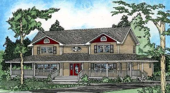 Country, Farmhouse House Plan 90860 with 3 Beds, 3 Baths Elevation