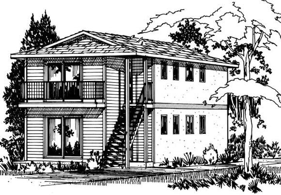 Florida, Traditional Multi-Family Plan 90864 with 4 Beds, 2 Baths Elevation