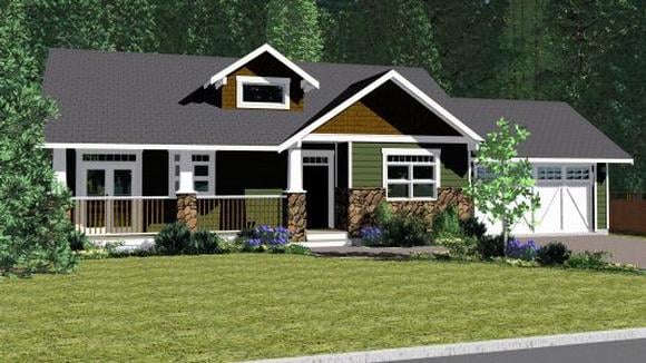 Craftsman, Traditional House Plan 90877 with 2 Beds, 2 Baths, 2 Car Garage Elevation
