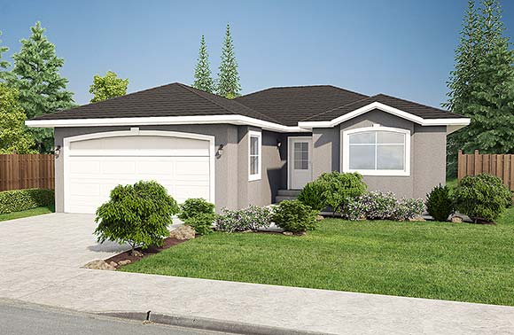 Traditional House Plan 90880 with 2 Beds, 2 Baths, 2 Car Garage Elevation