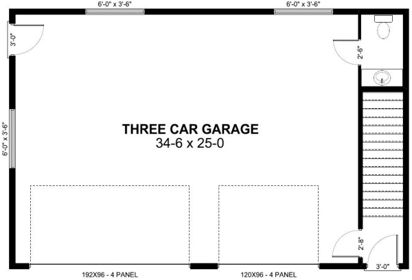 3 Car Garage Plan 90881 Level One