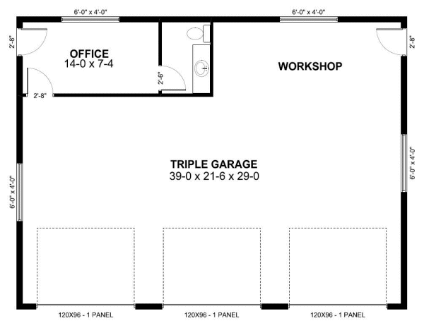 3 Car Garage Plan 90882 Level One