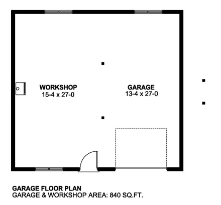1 Car Garage Apartment Plan 90884 with 1 Beds, 1 Baths First Level Plan
