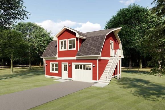 1 Car Garage Apartment Plan 90884 with 1 Beds, 1 Baths Elevation