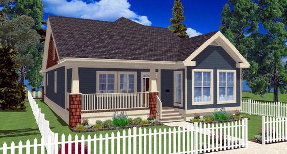 Bungalow, Craftsman House Plan 90885 with 4 Beds, 3 Baths, 2 Car Garage Elevation