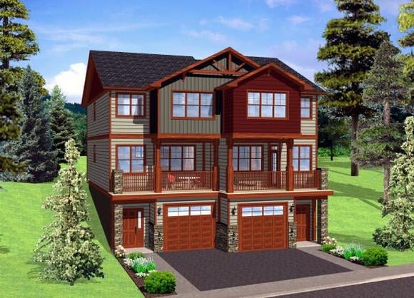 Multi-Family Plan 90887 with 8 Beds, 8 Baths, 2 Car Garage Elevation