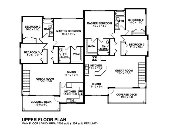 Multi-Family Plan 90888 with 10 Beds, 6 Baths, 4 Car Garage Level Two