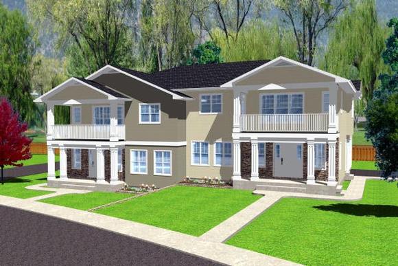 Multi-Family Plan 90888 with 10 Beds, 6 Baths, 4 Car Garage Elevation
