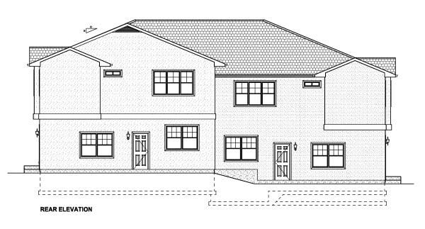 Multi-Family Plan 90888 with 10 Beds, 6 Baths, 4 Car Garage Rear Elevation