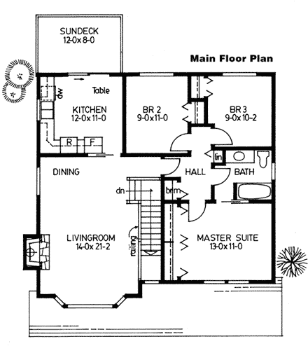 Country House Plan 90914 with 3 Beds, 1 Baths, 1 Car Garage First Level Plan