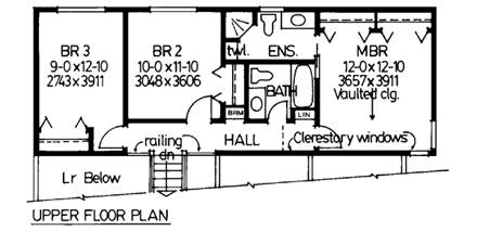 Contemporary House Plan 90925 with 3 Beds, 3 Baths, 2 Car Garage Second Level Plan