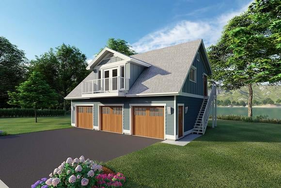 3 Car Garage Apartment Plan 90941 with 2 Beds, 1 Baths Elevation