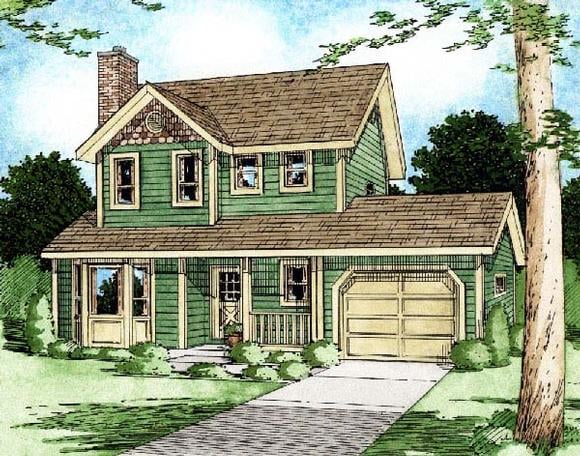 Country, Craftsman House Plan 90951 with 3 Beds, 3 Baths, 1 Car Garage Elevation