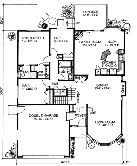Traditional House Plan 90953 with 3 Beds, 2 Baths, 2 Car Garage First Level Plan