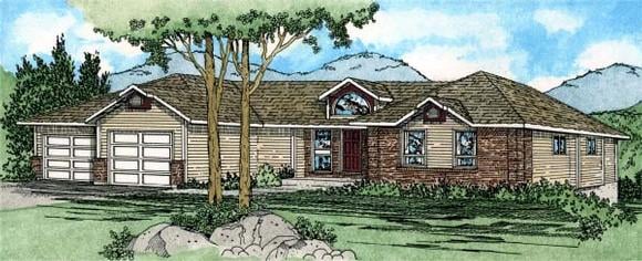 Ranch, Southwest House Plan 90954 with 3 Beds, 3 Baths, 2 Car Garage Elevation