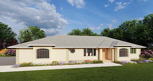 Ranch House Plan 90986 with 3 Beds, 3 Baths, 3 Car Garage Elevation