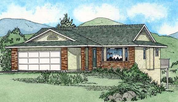 Ranch, Southwest House Plan 90987 with 2 Beds, 2 Baths, 2 Car Garage Elevation