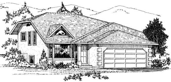 Contemporary House Plan 90989 with 2 Beds, 2 Baths, 2 Car Garage Elevation
