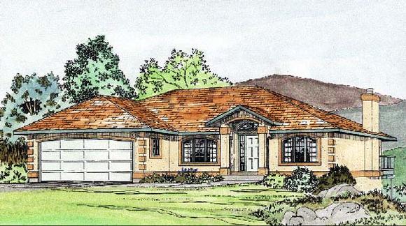 Southwest House Plan 90990 with 3 Beds, 2 Baths, 2 Car Garage Elevation