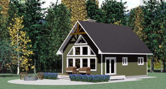 Cabin, Contemporary, Cottage House Plan 90995 with 3 Beds, 1 Baths Elevation
