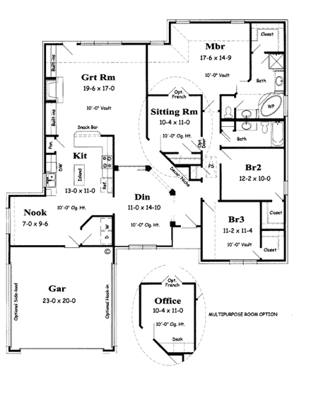 Traditional House Plan 91104 with 3 Beds, 2 Baths, 2 Car Garage First Level Plan