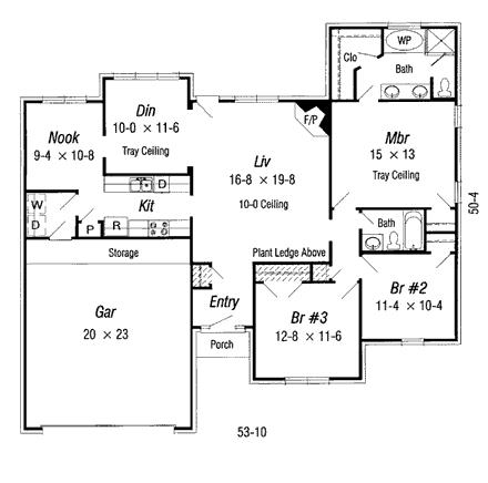 One-Story, Traditional House Plan 91115 with 3 Beds, 2 Baths, 2 Car Garage First Level Plan