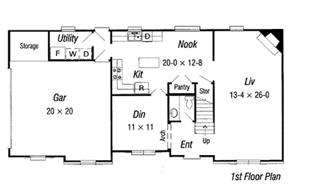 European, Tudor House Plan 91124 with 3 Beds, 3 Baths, 2 Car Garage First Level Plan