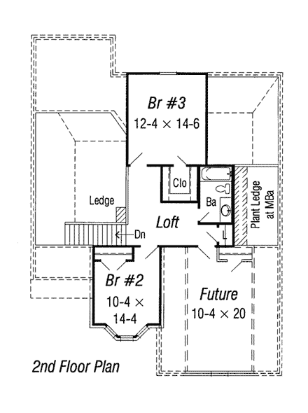 European House Plan 91174 with 3 Beds, 3 Baths, 2 Car Garage Second Level Plan