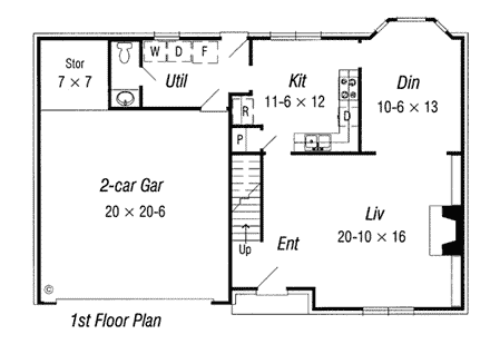 Country House Plan 91176 with 3 Beds, 3 Baths, 2 Car Garage First Level Plan