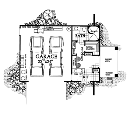 2 Car Garage Apartment Plan 91256 First Level Plan