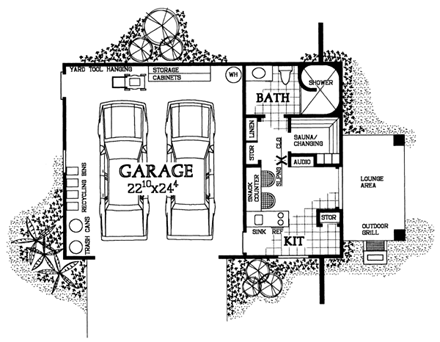 2 Car Garage Apartment Plan 91257 First Level Plan