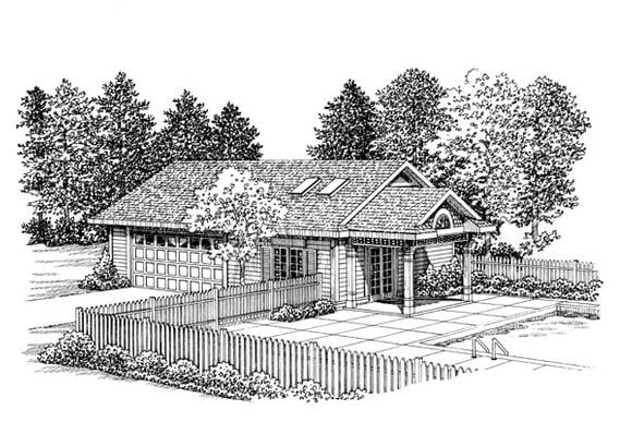 2 Car Garage Plan 91258 Elevation