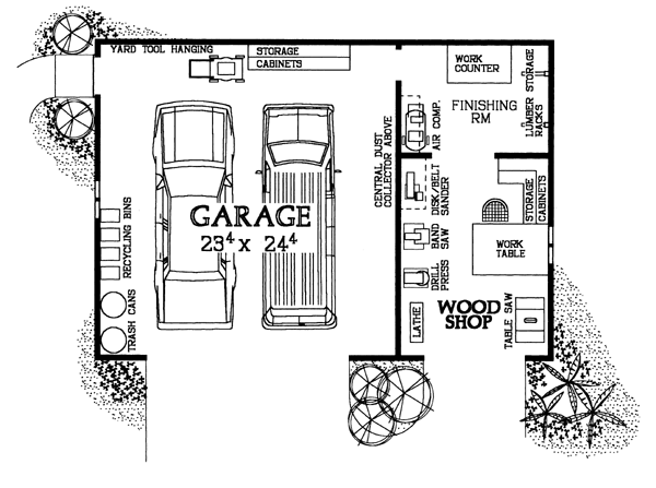 2 Car Garage Plan 91262 Level One