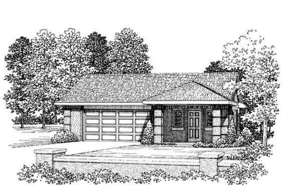 2 Car Garage Apartment Plan 91264 with 1 Beds, 1 Baths Elevation