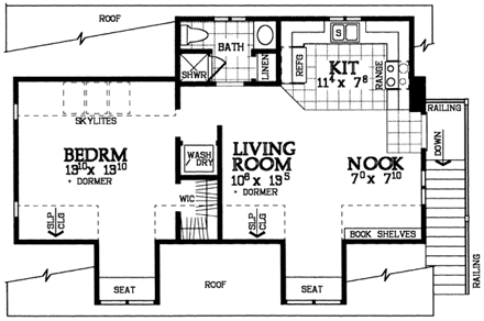 3 Car Garage Apartment Plan 91266 with 1 Beds, 1 Baths Second Level Plan