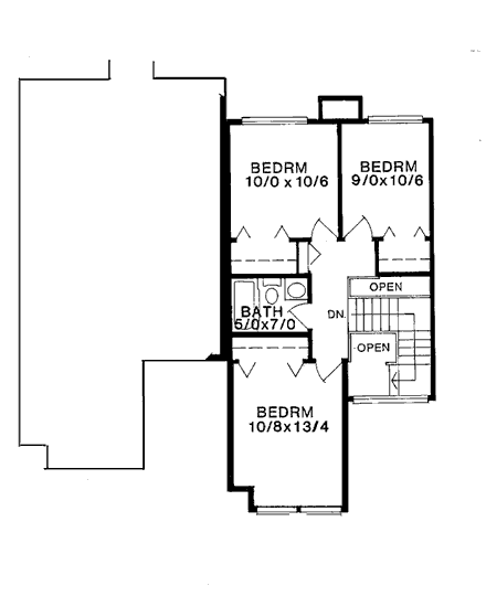 Contemporary, European Multi-Family Plan 91322 with 6 Beds, 4 Baths, 2 Car Garage Second Level Plan
