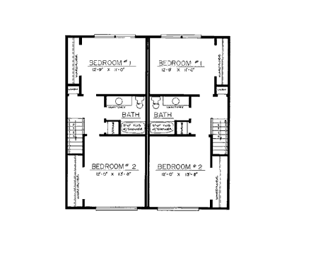 Ranch Multi-Family Plan 91328 with 4 Beds, 4 Baths, 2 Car Garage Second Level Plan