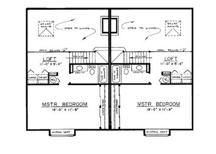 Tudor Multi-Family Plan 91334 with 4 Beds, 4 Baths, 2 Car Garage Second Level Plan