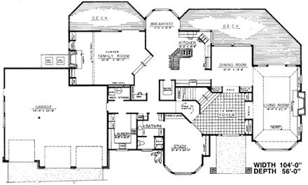 Victorian House Plan 91338 with 4 Beds, 4 Baths, 3 Car Garage First Level Plan