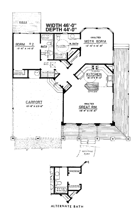 Florida, Mediterranean House Plan 91340 with 2 Beds, 2 Baths, 2 Car Garage First Level Plan