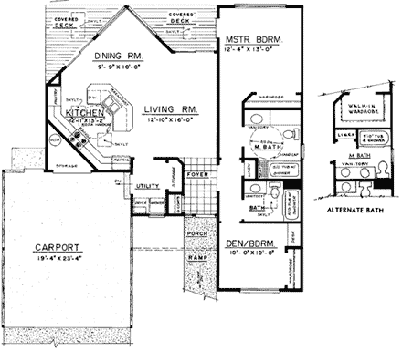 Ranch House Plan 91341 with 2 Beds, 2 Baths First Level Plan
