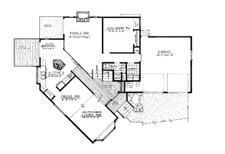 Ranch House Plan 91347 with 3 Beds, 3 Baths First Level Plan